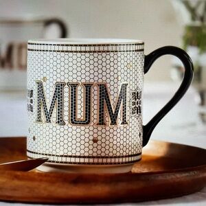 ❤️ ANTHROPOLOGIE 24K GOLD BISTRO FAMILY MUM MUG NEW